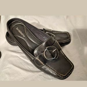 Liz Claiborne Black Leather Mule Women Sz 7 M